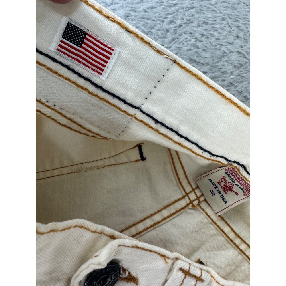 True Religion Mens 32 Blake White Button Straight Leg Sample Y2K Jeans USA Made - Picture 7 of 14